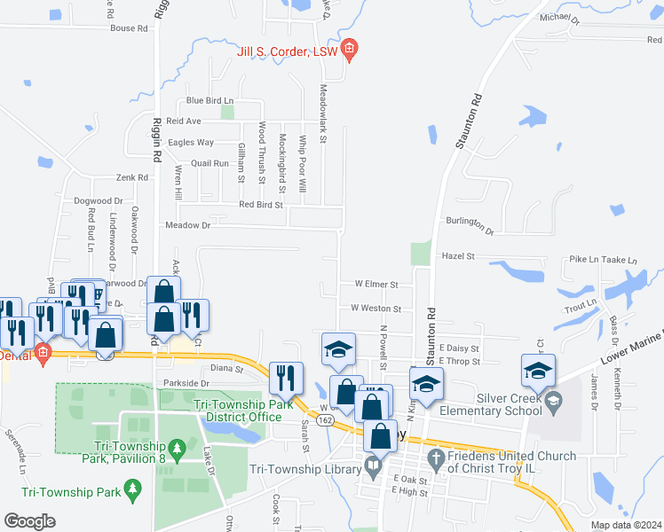 map of restaurants, bars, coffee shops, grocery stores, and more near 420 Franklin Avenue in Troy