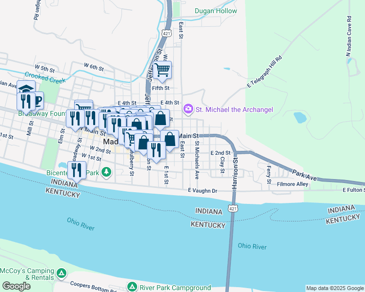 map of restaurants, bars, coffee shops, grocery stores, and more near 324 East Street in Madison