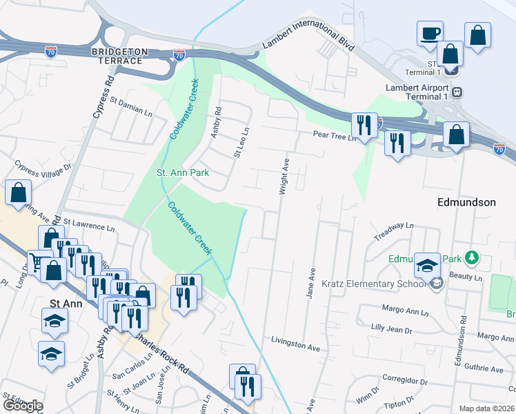 map of restaurants, bars, coffee shops, grocery stores, and more near 10145 Cabana Club Drive in St. Ann