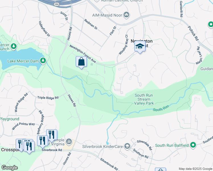 map of restaurants, bars, coffee shops, grocery stores, and more near 8181 Willowdale Court in Springfield