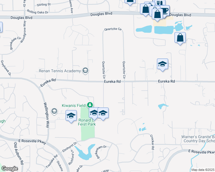 map of restaurants, bars, coffee shops, grocery stores, and more near 9049 Stockhorse Lane in Granite Bay