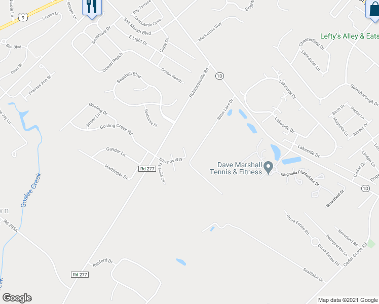 map of restaurants, bars, coffee shops, grocery stores, and more near 112 Edwards Way in Lewes