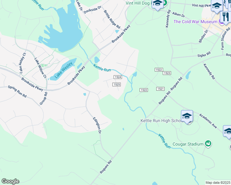 map of restaurants, bars, coffee shops, grocery stores, and more near 7258 Twilight Court in Warrenton