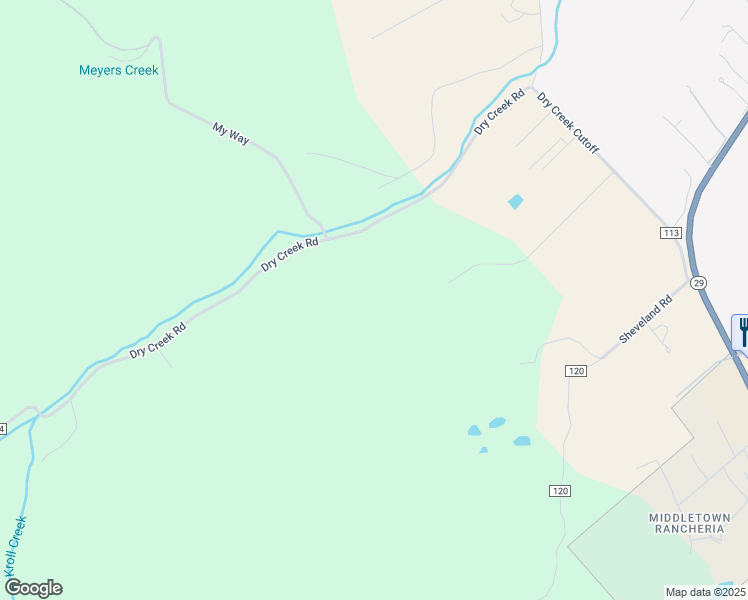 map of restaurants, bars, coffee shops, grocery stores, and more near 14452 Dry Creek Road in Middletown