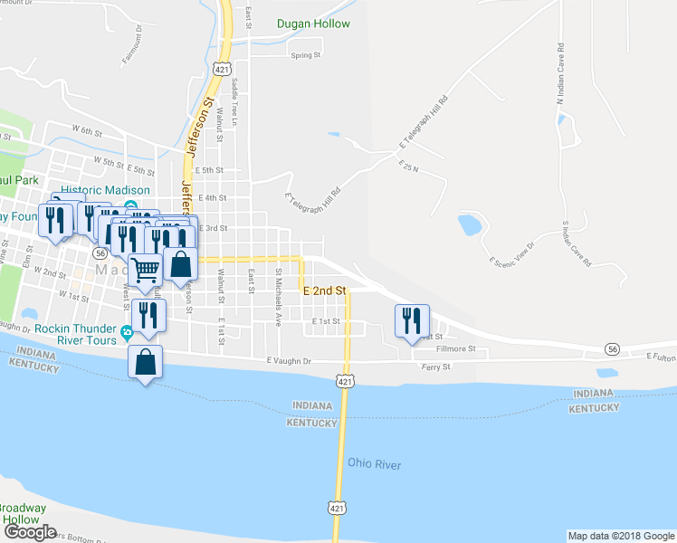 map of restaurants, bars, coffee shops, grocery stores, and more near 112 Sering Street in Madison