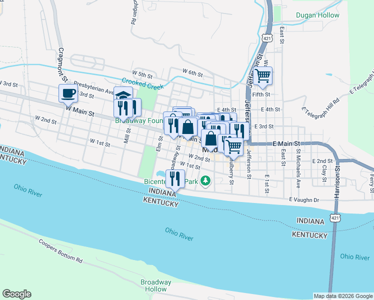 map of restaurants, bars, coffee shops, grocery stores, and more near 308 Broadway Street in Madison