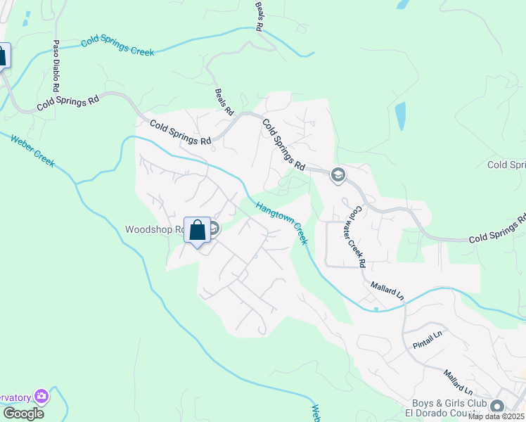 map of restaurants, bars, coffee shops, grocery stores, and more near 2427 Rising Hill Rd in Placerville
