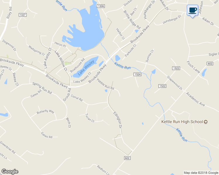 map of restaurants, bars, coffee shops, grocery stores, and more near Pebble Run Road in Warrenton