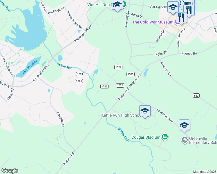 map of restaurants, bars, coffee shops, grocery stores, and more near 4305 South Starcrest Drive in Warrenton