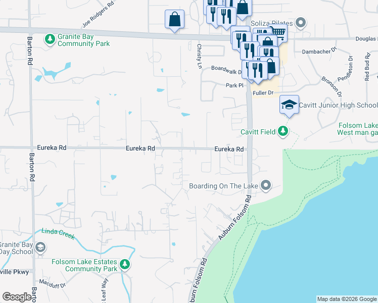 map of restaurants, bars, coffee shops, grocery stores, and more near 9027 Purdy Lane in Granite Bay