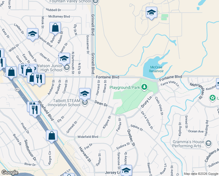 map of restaurants, bars, coffee shops, grocery stores, and more near 110 Judson Street in Colorado Springs