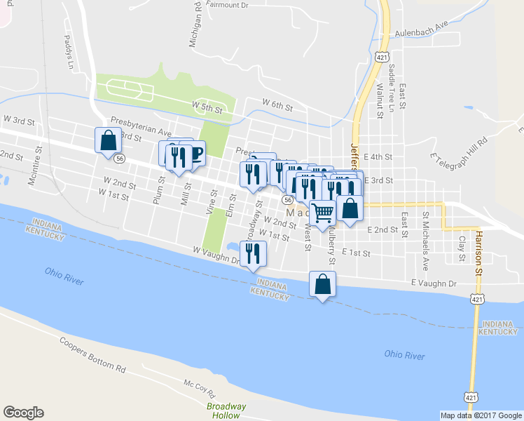 map of restaurants, bars, coffee shops, grocery stores, and more near 308 Broadway Street in Madison