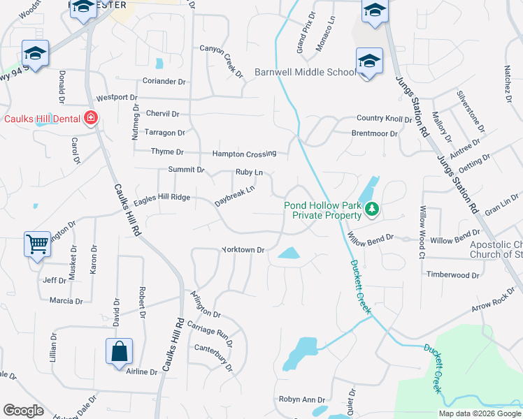 map of restaurants, bars, coffee shops, grocery stores, and more near 6 Spring Time Court in Saint Charles