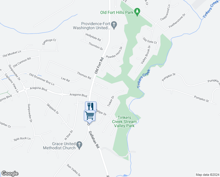 map of restaurants, bars, coffee shops, grocery stores, and more near 1922 Tall Timber Court in Fort Washington