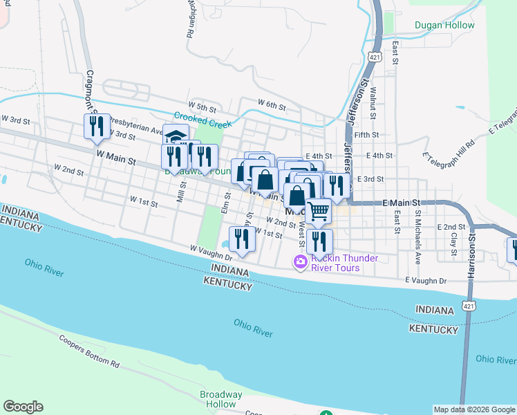 map of restaurants, bars, coffee shops, grocery stores, and more near 308 Broadway Street in Madison