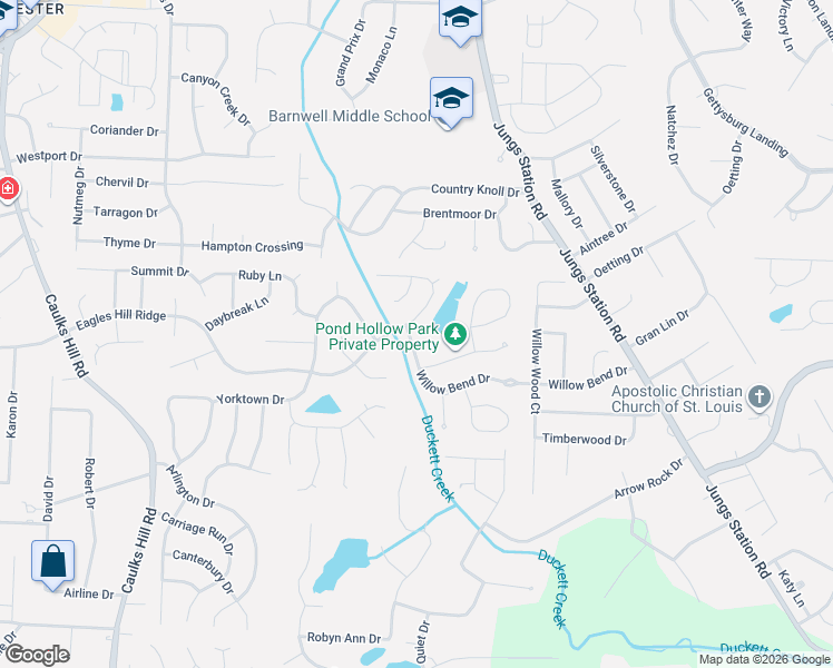 map of restaurants, bars, coffee shops, grocery stores, and more near 3182 Willow Bend Drive in Saint Charles