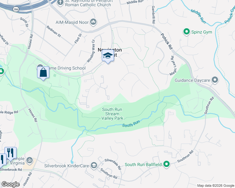 map of restaurants, bars, coffee shops, grocery stores, and more near 8502 Rainbow Bridge Lane in Springfield