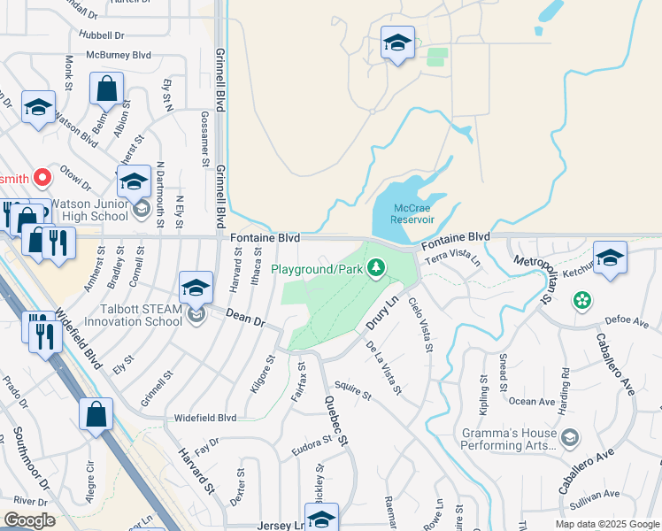 map of restaurants, bars, coffee shops, grocery stores, and more near 131 Kokomo Street in Colorado Springs