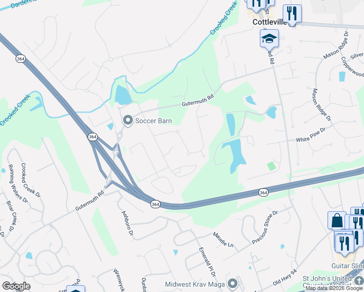 map of restaurants, bars, coffee shops, grocery stores, and more near 192 Shortleaf Pine Drive in Saint Charles