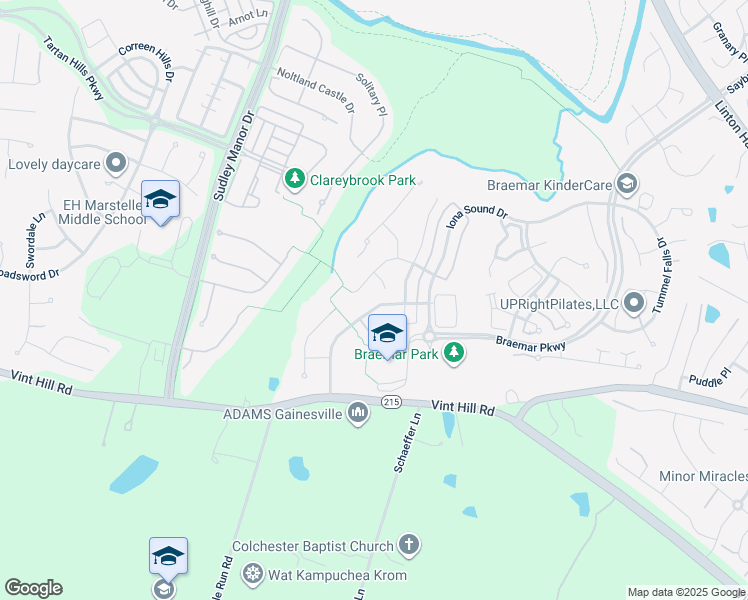 map of restaurants, bars, coffee shops, grocery stores, and more near 12570 Garry Glen Drive in Bristow