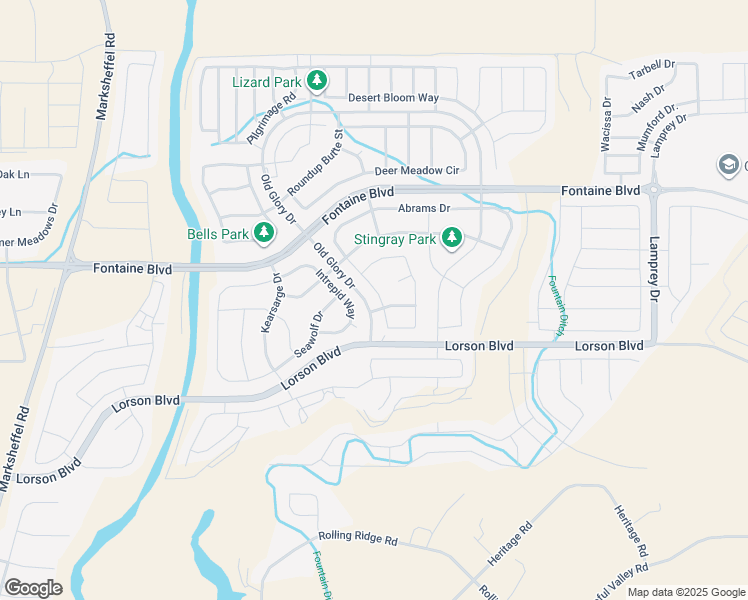 map of restaurants, bars, coffee shops, grocery stores, and more near 10186 Intrepid Way in Colorado Springs