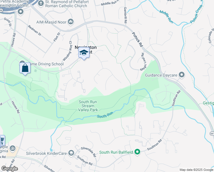 map of restaurants, bars, coffee shops, grocery stores, and more near 8123 Winter Blue Court in Springfield