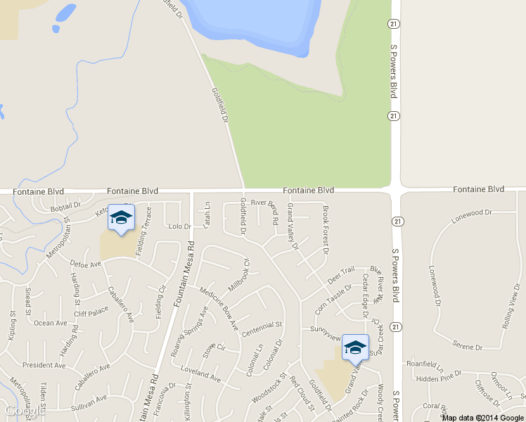 map of restaurants, bars, coffee shops, grocery stores, and more near 6605 White Water Lane in Colorado Springs