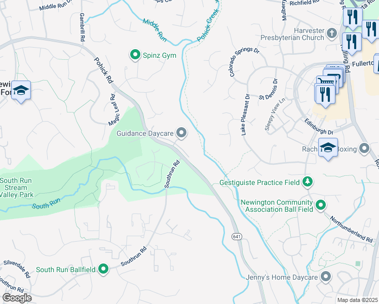 map of restaurants, bars, coffee shops, grocery stores, and more near 8128 Cliffview Avenue in Springfield