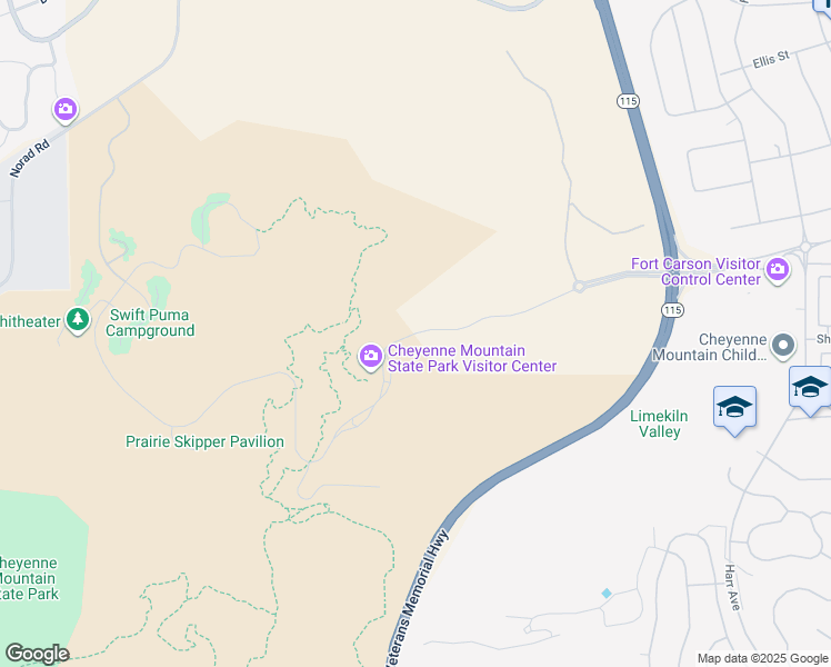 map of restaurants, bars, coffee shops, grocery stores, and more near JL Ranch Heights Road in Colorado Springs