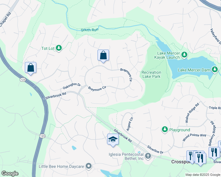 map of restaurants, bars, coffee shops, grocery stores, and more near 9322 Braymore Circle in Fairfax Station