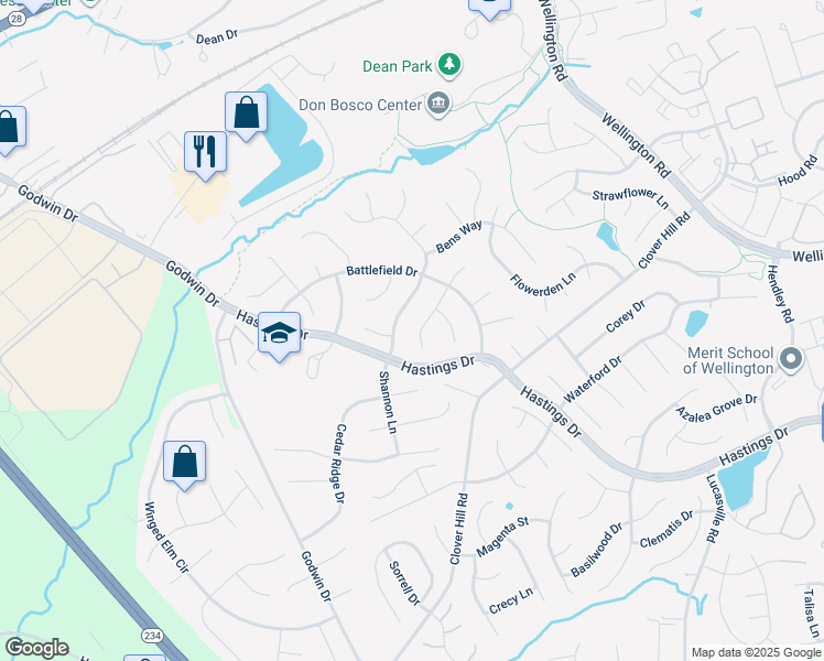 map of restaurants, bars, coffee shops, grocery stores, and more near 9642 Branchview Lane in Manassas