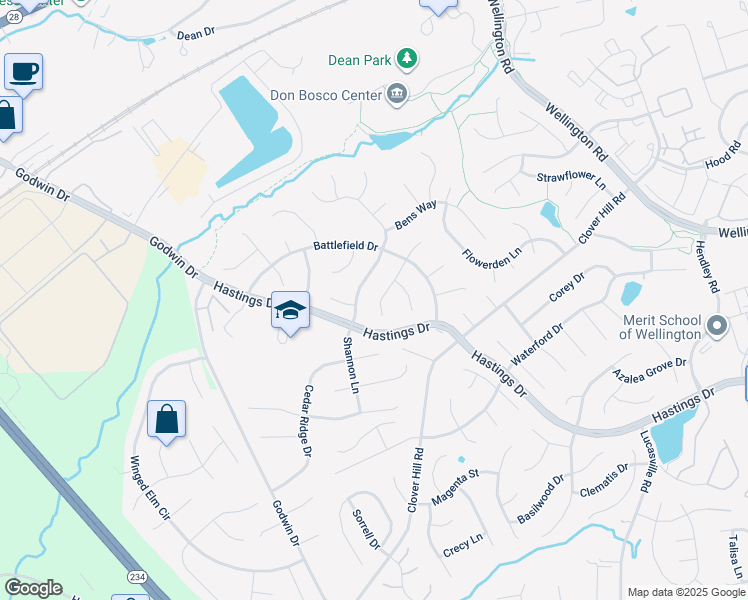 map of restaurants, bars, coffee shops, grocery stores, and more near 9642 Branchview Lane in Manassas