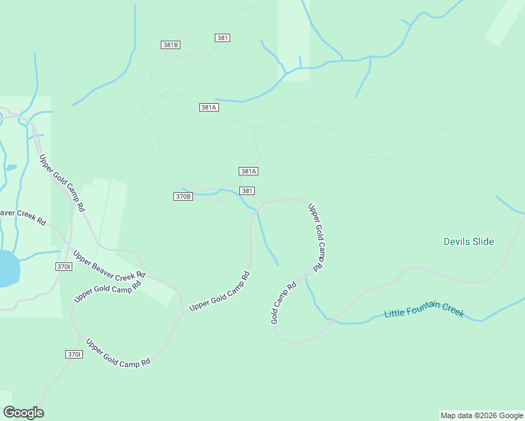 map of restaurants, bars, coffee shops, grocery stores, and more near Gold Camp Road in Manitou Springs