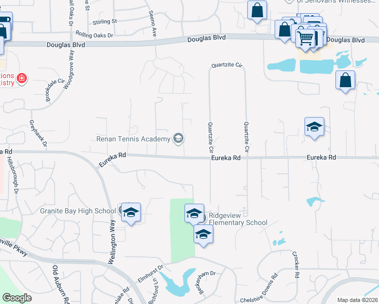 map of restaurants, bars, coffee shops, grocery stores, and more near 8991 Carriage Drive in Granite Bay
