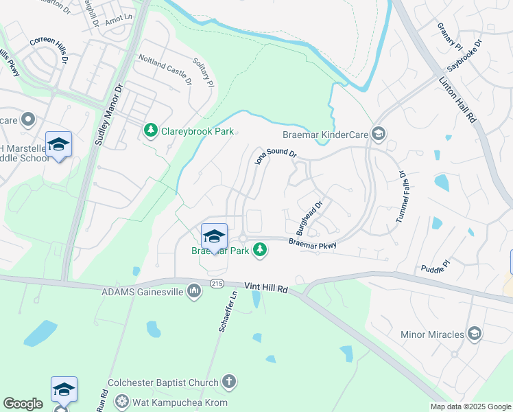 map of restaurants, bars, coffee shops, grocery stores, and more near 10135 Pale Rose Loop in Bristow