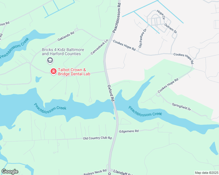 map of restaurants, bars, coffee shops, grocery stores, and more near Oxford Road in Easton
