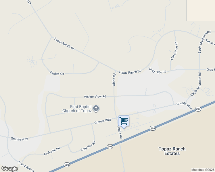 map of restaurants, bars, coffee shops, grocery stores, and more near 1390 Albite Road in Douglas County