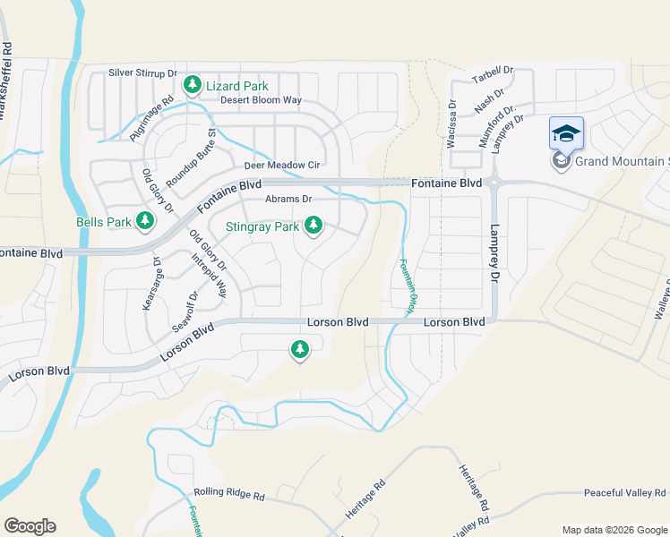 map of restaurants, bars, coffee shops, grocery stores, and more near 6543 Stingray Lane in Colorado Springs