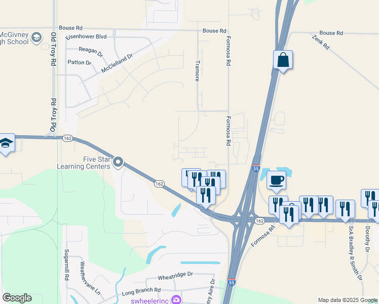 map of restaurants, bars, coffee shops, grocery stores, and more near 2110 Tramore in Troy