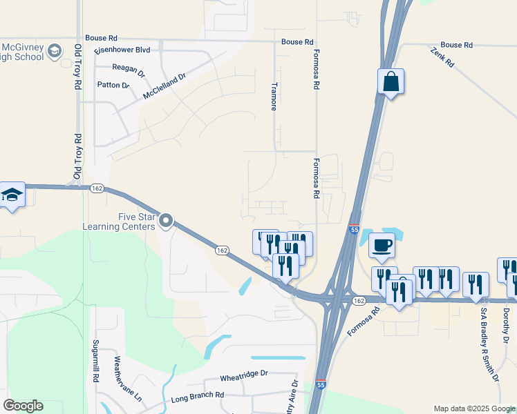 map of restaurants, bars, coffee shops, grocery stores, and more near 2110 Tramore in Troy