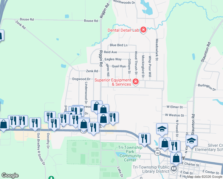 map of restaurants, bars, coffee shops, grocery stores, and more near 436 Meadow Drive in Troy