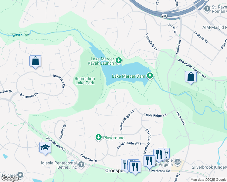map of restaurants, bars, coffee shops, grocery stores, and more near 8102 Jeffrey Court in Fairfax Station