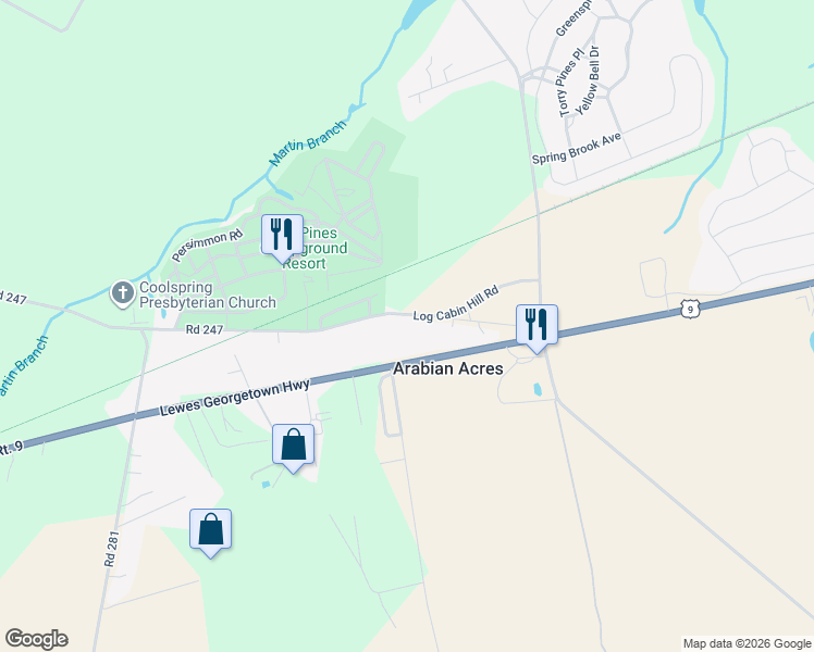 map of restaurants, bars, coffee shops, grocery stores, and more near 29162 Log Cabin Hill Road in Lewes