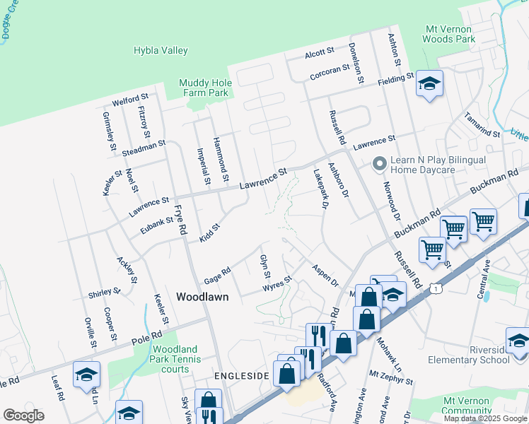 map of restaurants, bars, coffee shops, grocery stores, and more near 8138 Pinelake Court in Alexandria