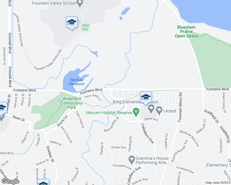 map of restaurants, bars, coffee shops, grocery stores, and more near 6613 Bobtail Drive in Colorado Springs