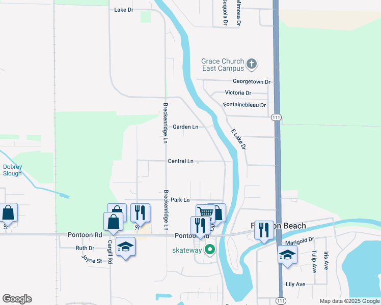map of restaurants, bars, coffee shops, grocery stores, and more near 4032 Central Lane in Granite City