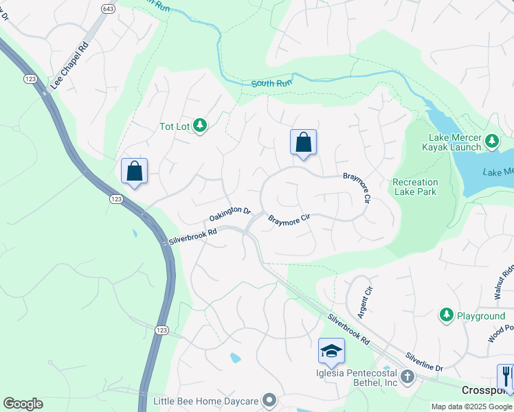 map of restaurants, bars, coffee shops, grocery stores, and more near 9420 Braymore Circle in Fairfax Station