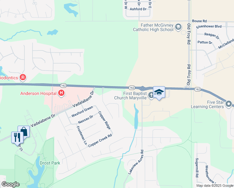 map of restaurants, bars, coffee shops, grocery stores, and more near in Maryville