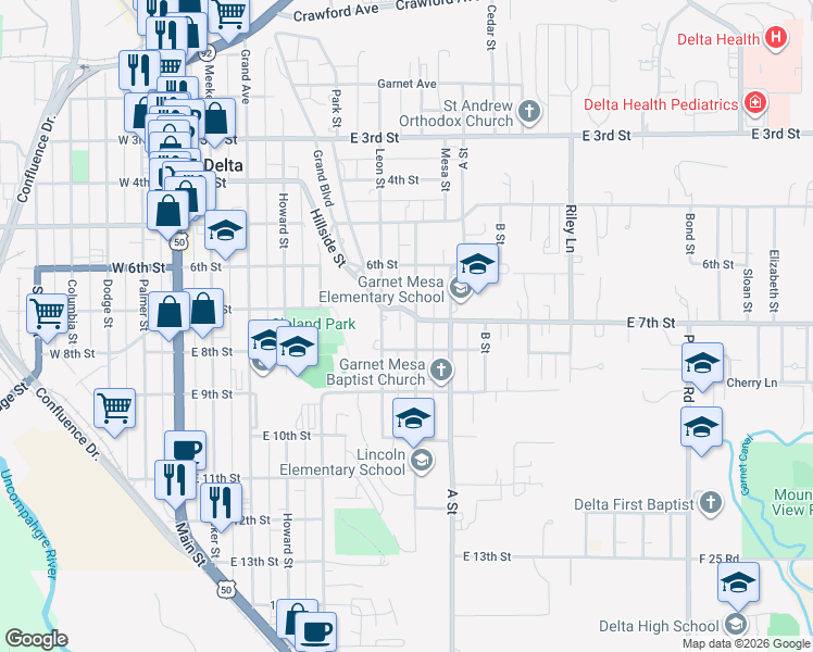 map of restaurants, bars, coffee shops, grocery stores, and more near 721 Hastings Street in Delta