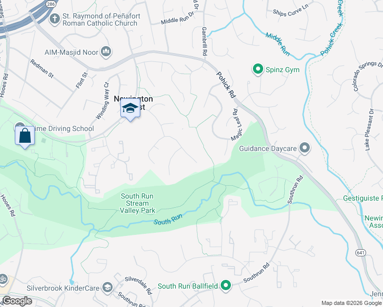 map of restaurants, bars, coffee shops, grocery stores, and more near 8416 Rainbow Bridge Lane in Springfield